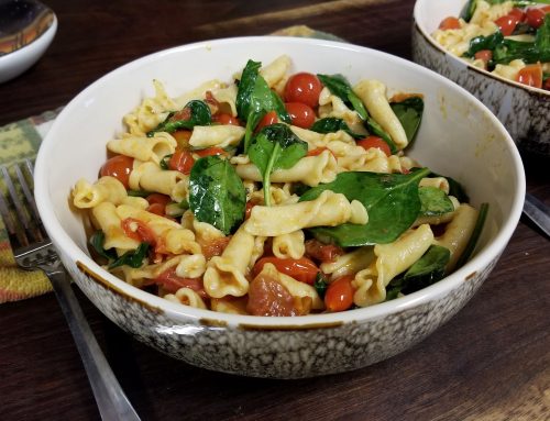 Oiled Spinach Mushroom Pasta